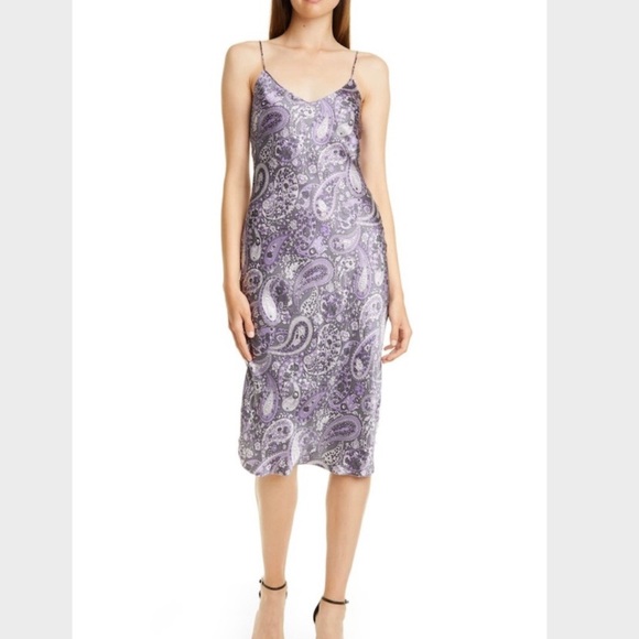 purple silk slip dress